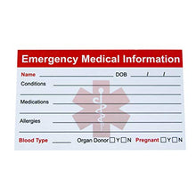 Load image into Gallery viewer, Emergency Info Cards pack of 5
