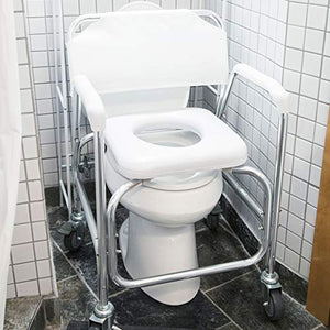 Rolling Shower and Commode Transport Padded Chair with Wheels