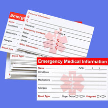 Load image into Gallery viewer, Emergency Info Cards pack of 5
