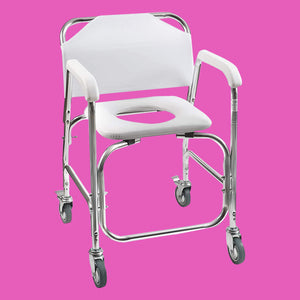 Rolling Shower and Commode Transport Padded Chair with Wheels